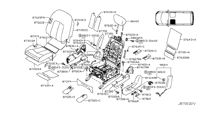 2011 Nissan Quest Trim Assembly-Cushion Seat LH Diagram for 87322-1JB7C