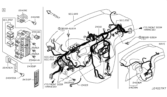 2012 Nissan Quest Block Assembly-Junction Diagram for 24350-1JA0A