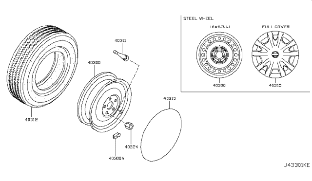 2016 Nissan Quest Disc Wheel Cap Diagram for 40315-JN00B