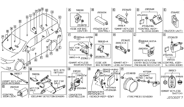 2014 Nissan Quest Switch Assembly - Smart KEYLESS Diagram for 285E3-1KM0D