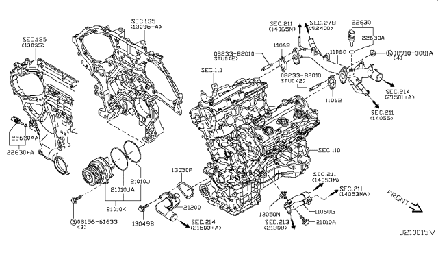 2015 Nissan Quest Thermostat Assembly Diagram for 21200-9HP0A