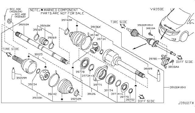 2017 Nissan Quest Front Drive Shaft (FF) Diagram 1