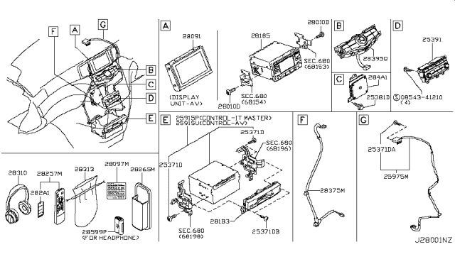 2013 Nissan Quest Switch Assembly-Accelerator Pedal Diagram for 25391-1JA0B