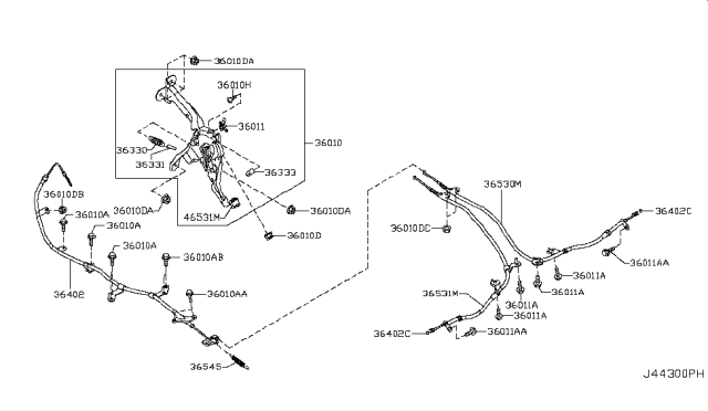 2014 Nissan Quest Cable Park Brake Diagram for 36402-1JA0A