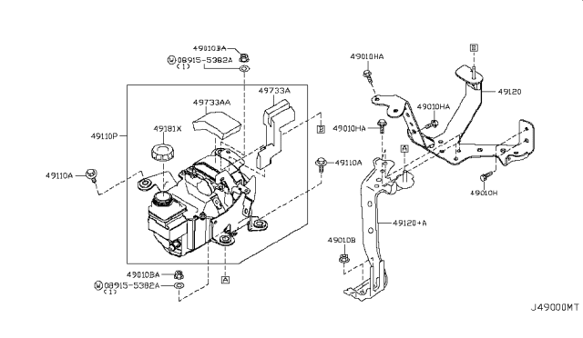 2011 Nissan Quest Pump Assy-Power Steering Diagram for 49110-1JA0D