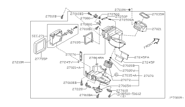 2002 Nissan Maxima Heater & Blower Unit Diagram 1