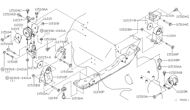 2002 Nissan Maxima Engine & Transmission Mounting Diagram 2