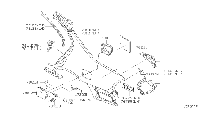 2002 Nissan Maxima Base-Rear Combination Lamp,LH Diagram for 78141-2Y900