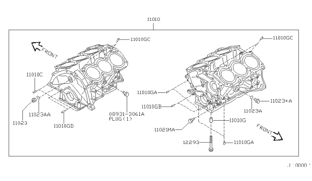 2001 Nissan Maxima Cylinder Block & Oil Pan Diagram 4