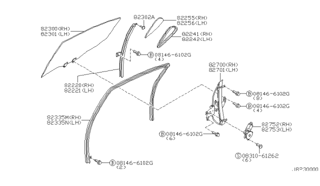 2002 Nissan Maxima WEATHERSTRIP-Rear Corner, RH Diagram for 82272-2Y020