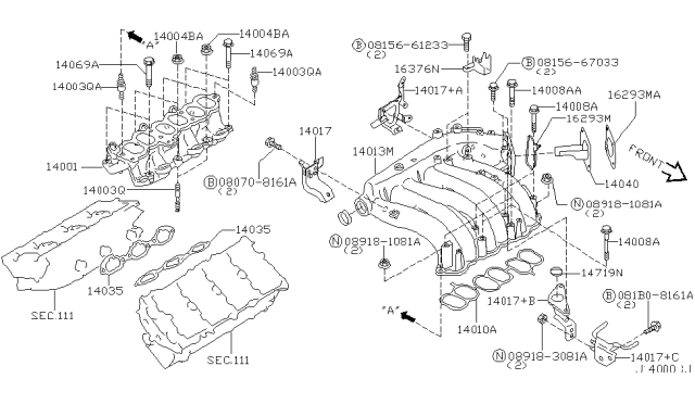 2000 Nissan Maxima COLLECTR-Intake Manifold Diagram for 14010-2Y915