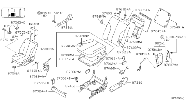 2003 Nissan Maxima ADJUSTER Assembly - Front Seat, L Diagram for 87450-C9908