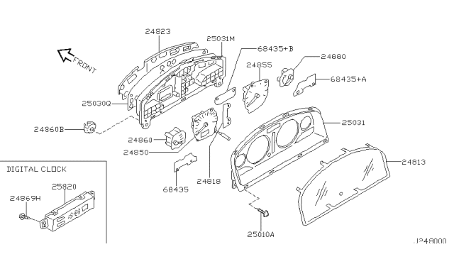 2001 Nissan Maxima Speedometer Assembly Diagram for 24820-2Y910