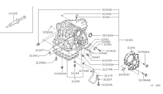 2002 Nissan Maxima Case Assy-Transmission Diagram for 31310-80X14
