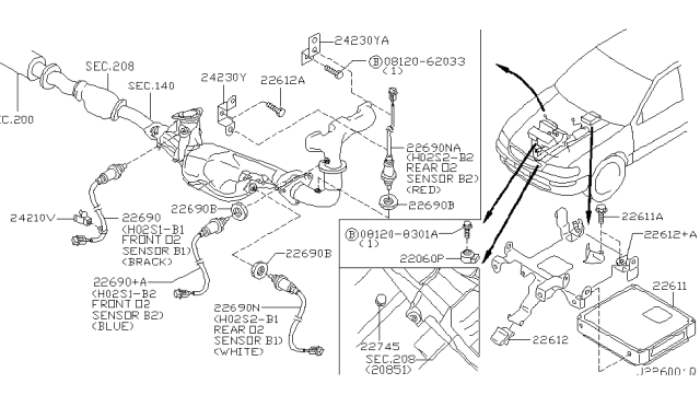 2000 Nissan Maxima Engine Control Module Diagram for 23710-2Y918
