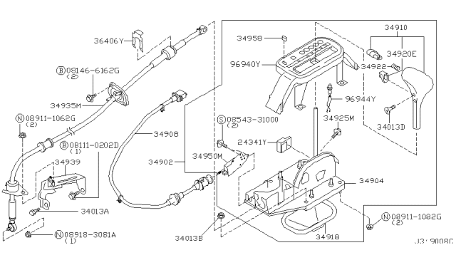 2002 Nissan Maxima Indicator Assy-Auto Transmission Control Diagram for 96940-5Y710