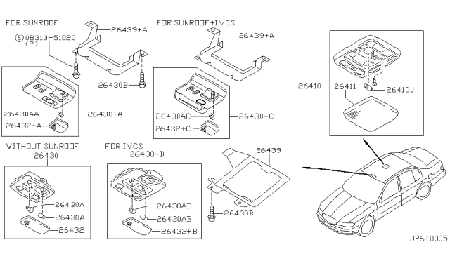 2000 Nissan Maxima Lamp Assembly-Map Diagram for 26430-2Y000