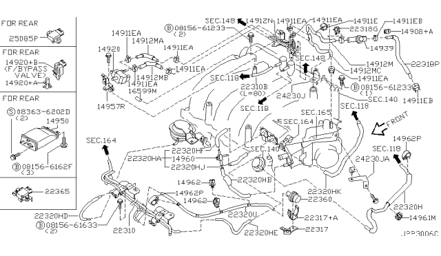 2002 Nissan Maxima Bolt Hex Diagram for 08156-61233