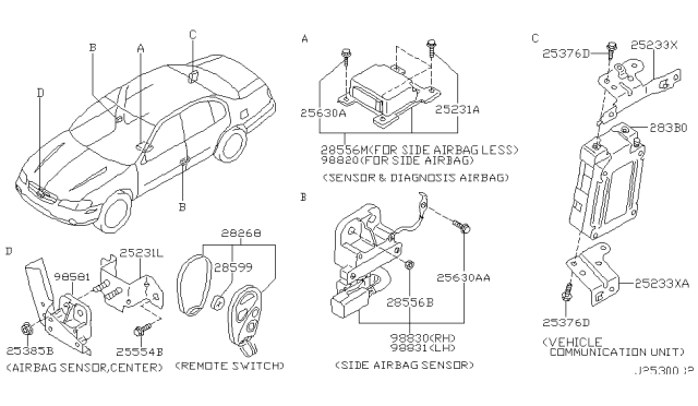 2001 Nissan Maxima Sensor & Diagnosis-Air Bag Diagram for 28556-5Y725