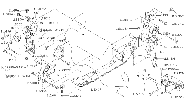 2003 Nissan Maxima Pad-Engine Mounting Member Diagram for 11248-2Y000