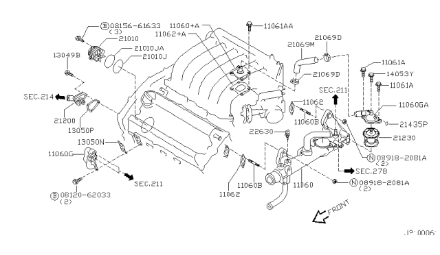 2001 Nissan Maxima Water Pump, Cooling Fan & Thermostat Diagram 1