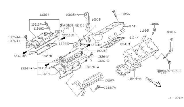 2002 Nissan Maxima Gasket-Cylinder Head Diagram for 11044-8J105