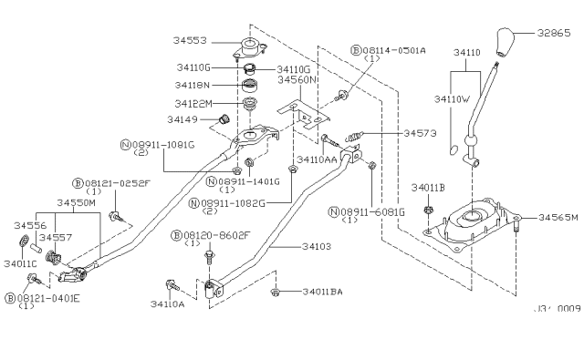 2001 Nissan Maxima Cap-Control Lever Diagram for 34149-40U00