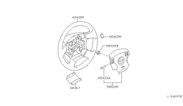 2001 Nissan Maxima Air Bag Driver Side Module Assembly Diagram for K851M-4Y913
