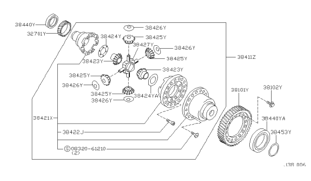 2001 Nissan Maxima Bearing-Differential Side Diagram for 31408-80X05