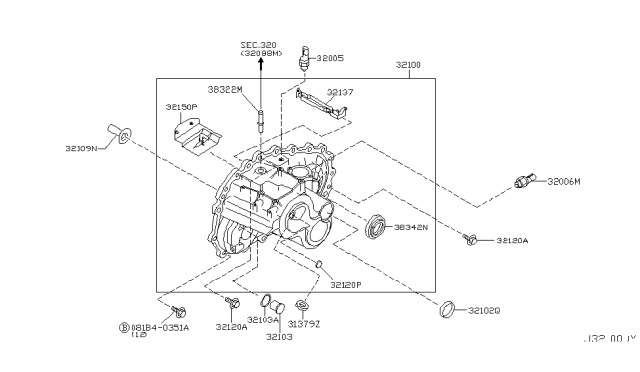 2002 Nissan Maxima Transmission Case & Clutch Release Diagram 6