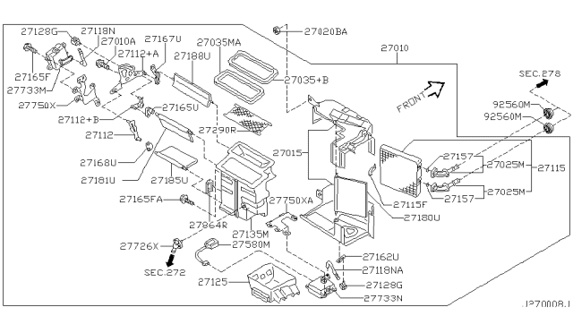 2003 Nissan Maxima Mode Actuator Assembly Diagram for 27741-7J100