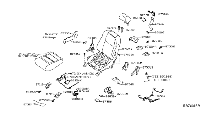 2018 Nissan Maxima Cover-RECLINING Device,FRO Diagram for 87456-4RA0A