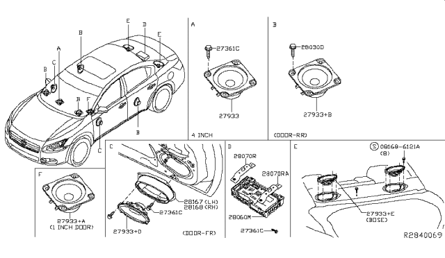 2016 Nissan Maxima Speaker Unit Diagram for 28157-JA000