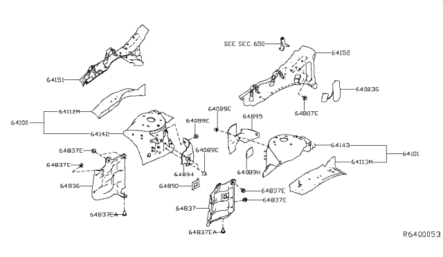 2016 Nissan Maxima Hood Ledge & Fitting Diagram