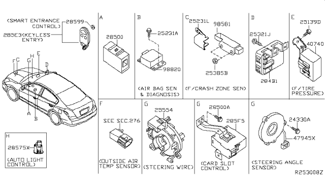 2014 Nissan Maxima Switch Assembly - Smart KEYLESS Diagram for 285E3-ZN75E