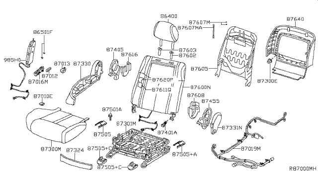 2012 Nissan Maxima Cushion Assembly - Front Seat Diagram for 87300-9DB1E