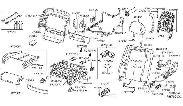 2014 Nissan Maxima Actuator Assy-Front Seat Diagram for 87017-9N00B
