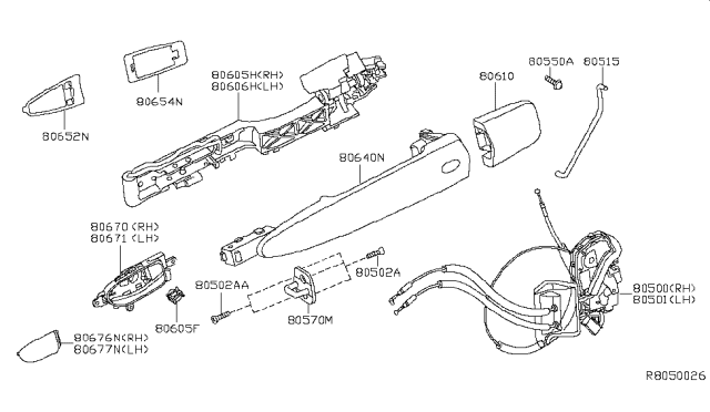 2012 Nissan Maxima Front Right (Passenger-Side) Door Lock Actuator Diagram for 80500-9N00A