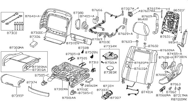 2010 Nissan Maxima Back Assy-Front Seat Diagram for 87650-9N10B