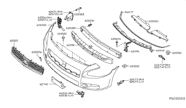2014 Nissan Maxima Moulding-Front Bumper Diagram for 62070-9DA0B