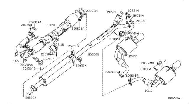2010 Nissan Maxima Mounting-Exhaust,Rubber Diagram for 20651-JN00A