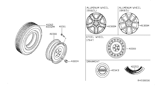 2010 Nissan Maxima Aluminum Wheel (19IN Silver) Diagram for 40300-9N02D