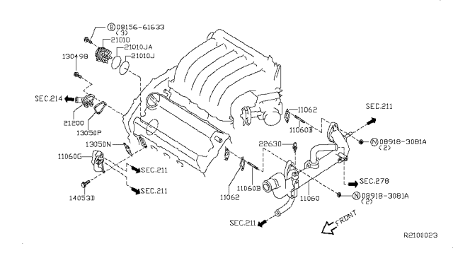 2013 Nissan Maxima Water Pump, Cooling Fan & Thermostat Diagram