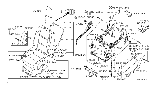 2009 Nissan Armada Back Assy-Front Seat Diagram for 87650-ZV51B