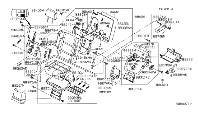 2010 Nissan Armada Cover RECLINING Device Inner LH Diagram for 88458-ZQ10C