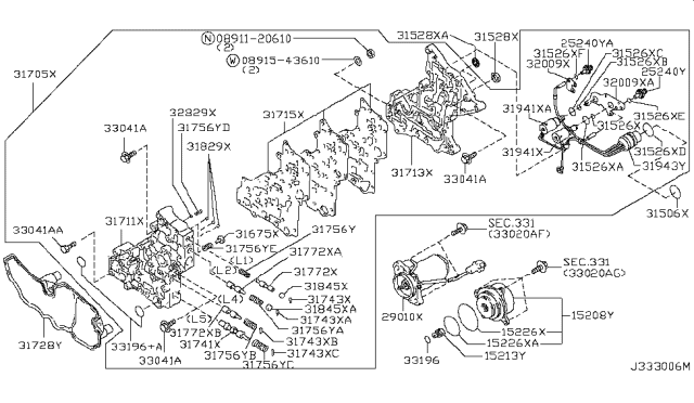 2008 Nissan Armada Transfer Shift Lever,Fork & Control Diagram 2