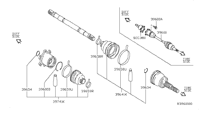 2008 Nissan Armada Repair Kit-Dust Boot,Rear Drive Shaft Diagram for 39741-7S025