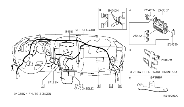 2007 Nissan Armada Harness Assembly-Console Diagram for 24016-ZQ30A
