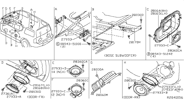 2015 Nissan Armada Bracket-Rear Speaker,RH Diagram for 28164-ZQ30A