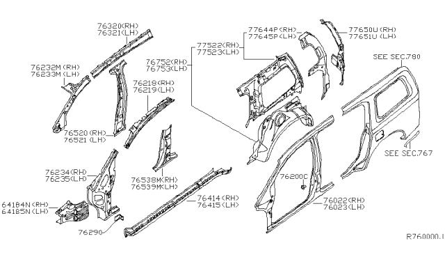 2007 Nissan Armada Body Side Panel Diagram